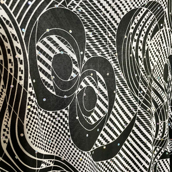 Vintage All Hours Size Small Top - 80s 90s Black White Sequined Graphic - Picture 4 of 9